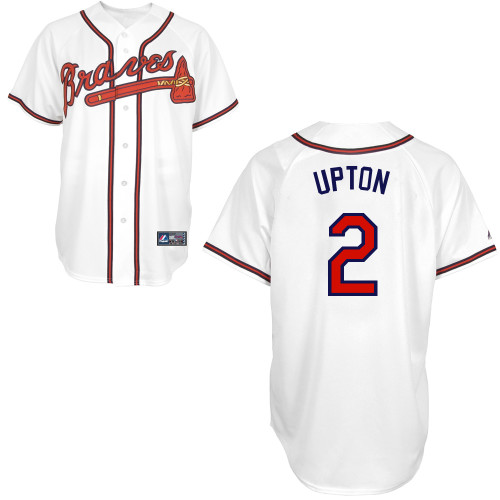 B-J Upton #2 Youth Baseball Jersey-Atlanta Braves Authentic Home White Cool Base MLB Jersey